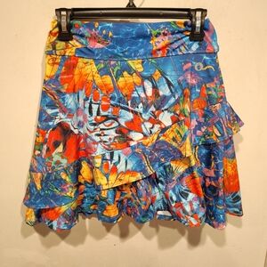 Donna Jo Colorful Artsy Print Athletic Skirt Skort Sz M (1.5) Pickleball Tennis